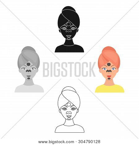 Facial Mask Icon In Cartoon, Black Style Isolated On White Background. Skin Care Symbol Stock Vector