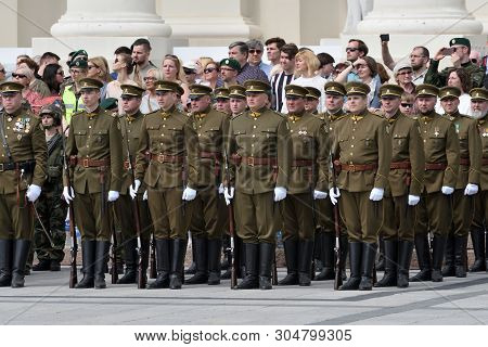 Vilnius, Lithuania - June 01: Celebration In The Cathedral Square, Solemn Riflemens Formation On Jun
