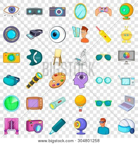Exploration Icons Set. Cartoon Style Of 36 Exploration Vector Icons For Web For Any Design
