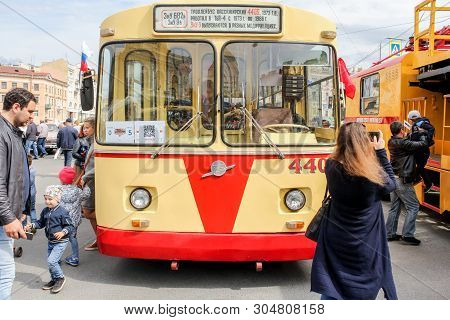 St. Petersburg, Russia - 25 May, Trolleybus Ziu Of The Soviet Period, 25 May, 2019.
The Parade Of Re