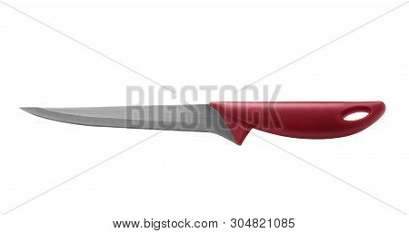Stainless Steel Boning Knife With Plastic Handle Isolated On White