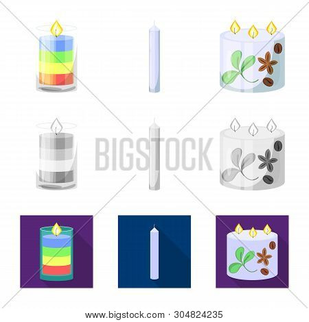 Isolated Object Of Relaxation And Flame Logo. Set Of Relaxation And Wax Vector Icon For Stock.