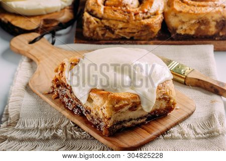 Cinnamon Rolls With Cheese Baked And Ready To Eat. Golfeados Typical Dessert In Venezuela.