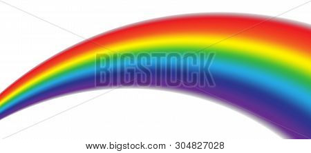 Colorful Realistic Multicolored Rainbow. Natural Arcuate Phenomenon In The Sky. Vector Illustration