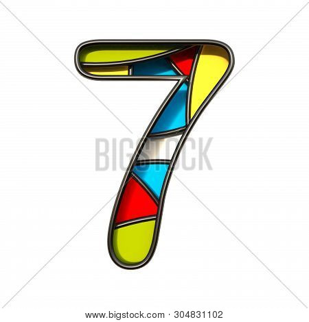 Multi Color Layers Font Number 7 Seven 3d Rendering Illustration Isolated On White Background
