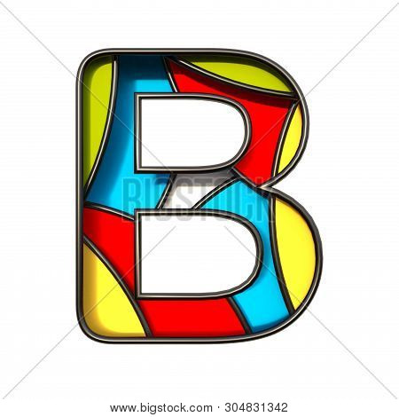 Multi Color Layers Font Letter B 3d Rendering Illustration Isolated On White Background