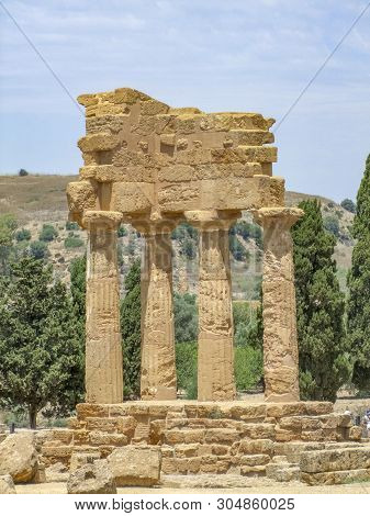 Temple Of The Dioscuri Near A City Named Agrigento Located In Sicily, Italy