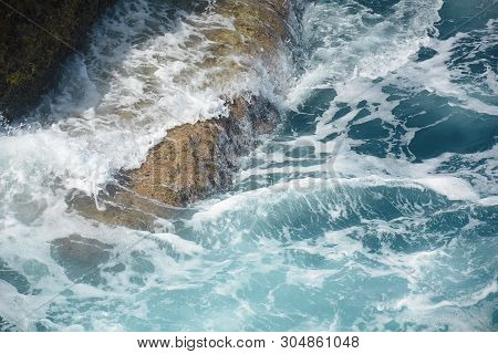 Rosh Ha Nikra. Israel. Sea Waves And White Rock. A Unique Tourist Attraction Located On The North-we