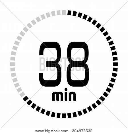 The 38 Minutes Countdown Timer Or Digital Counter Timer Clock Vector Icon. Stopwatch Vector Icon, Di