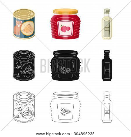 Vector Illustration Of Can And Food Logo. Collection Of Can And Package Stock Vector Illustration.