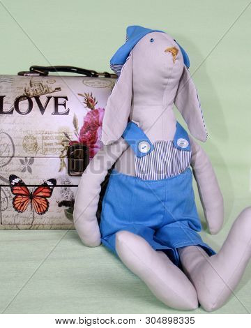 Krasnodar/russian Federation-16.09.2018. Tilda Doll: Boy In Blue Overalls And Girl In Orange Dress, 