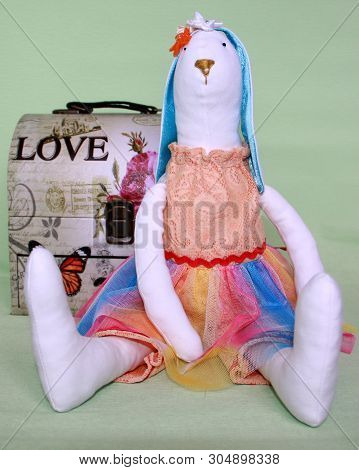 Krasnodar/russian Federation-16.09.2018. Tilda Doll: Boy In Blue Overalls And Girl In Orange Dress, 