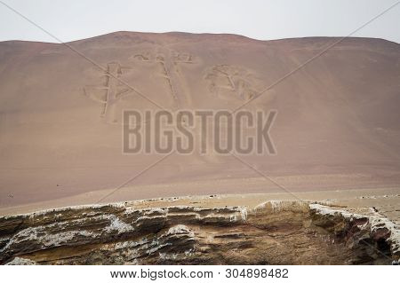 The Candelabro, Pre-inca Ruins On The Coast Of Paracas In Peru