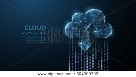 Cloud Technology. Polygonal Wireframe Art Looks Like Constellation. Concept Illustration Or Backgrou