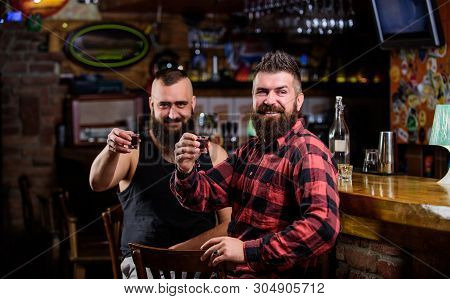 Men Relaxing At Bar. Friendship And Leisure. Friday Relaxation In Bar. Friends Relaxing In Pub. Hips