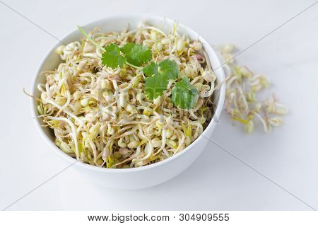 Mung Beans On White Background, In A Deep Plate