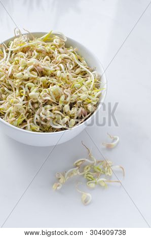 Mung Beans On White Background, In A Deep Plate