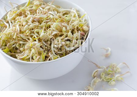 Mung Beans On White Background, In A Deep Plate
