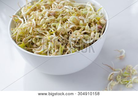 Mung Beans On White Background, In A Deep Plate