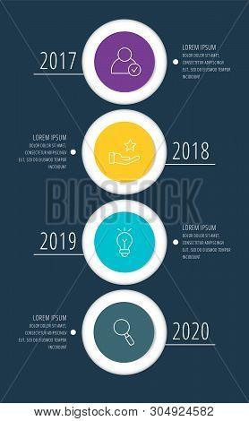 Vector Infographic Flat Template Circles For Four Label, Diagram, Graph, Presentation. Business Conc