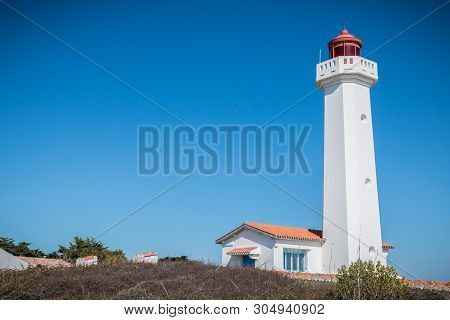 Architectural Detail Of The Corbeaux Marine Lighthouse In Yeu Island
