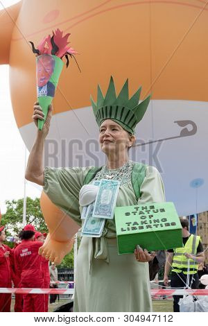 London, United Kingdom, June 4th 2019:- Auriel Glanville, Member Of Friends Of The Earth Protesting 