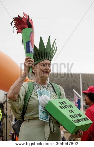 London, United Kingdom, June 4th 2019:- Auriel Glanville, Member Of Friends Of The Earth Protesting 