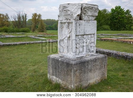 Ruins of Abusina (Abusena), a Roman castra (military outpost) on the Limes Germanicus frontier at Danube river near Eining, Bavaria, Germany, now part of the UNESCO World Heritage Site Danube Limes