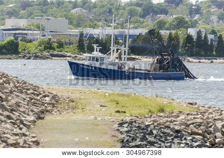 New Bedford, Massachusetts, Usa - June 4, 2019: Clammer Madison Iii, Hailing Port Atlantic City, New