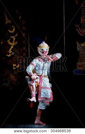 Art Culture Thailand Dancing In Masked Khon In Literature Ramayana,thai Classical Monkey Masked, Kho