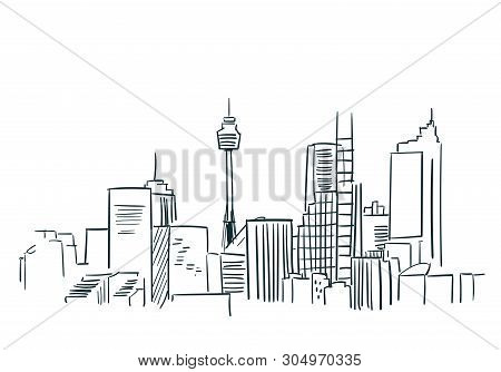 Sidney Australia Sketch Vector City Line Art