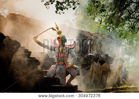 Art Culture Thailand Dancing In Masked Khon In Literature Ramayana,thai Classical Monkey Masked, Kho
