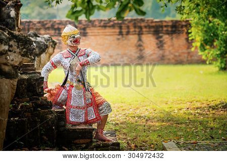 Art Culture Thailand Dancing In Masked Khon In Literature Ramayana,thai Classical Monkey Masked, Kho