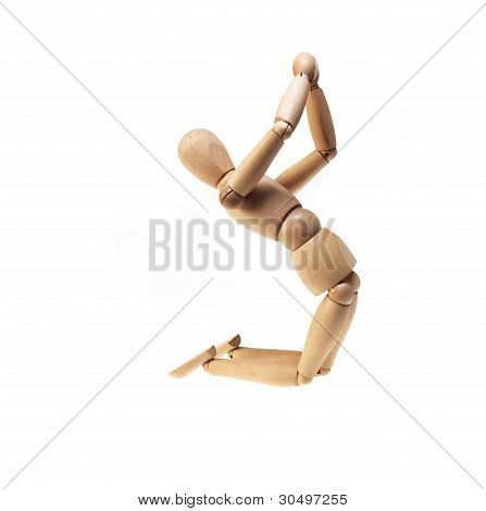 Legno Mannekin pregare sopra bianco