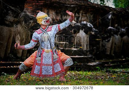 Art Culture Thailand Dancing In Masked Khon In Literature Ramayana,thai Classical Monkey Masked, Kho