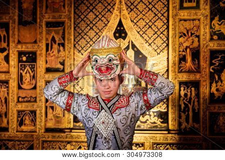 Art Culture Thailand Dancing In Masked Khon In Literature Ramayana,thai Classical Monkey Masked, Kho