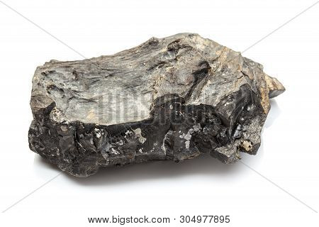 Raw Jet Stone Isolated On White Background.gemstone Used For Jewelry