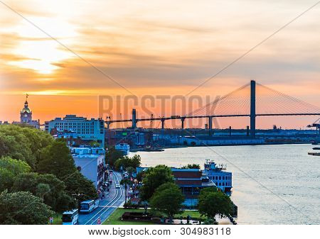 The Sydney Lanier Bridge Across The Savannah River
