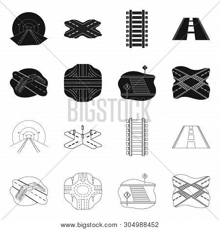 Isolated Object Of Road And Street Icon. Set Of Road And Highway Vector Icon For Stock.