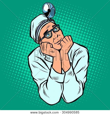 Doctor Otolaryngologist, Medicine And Health. Medical Professional. Pop Art Retro Vector Illustratio