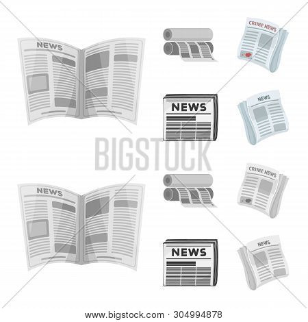 Vector Illustration Of Daily And Folded Sign. Set Of Daily And Paper Vector Icon For Stock.