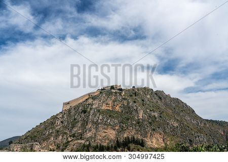 Hilltop Fortress Of Palamidi Above The City Of Nafplio In Greece