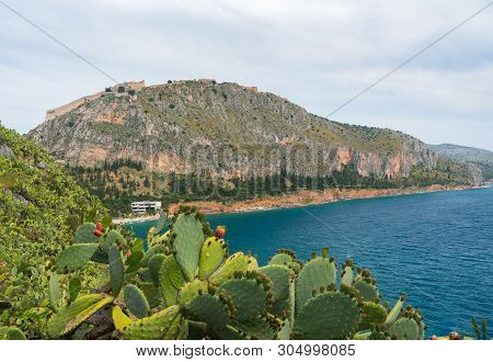 Hilltop Fortress Of Palamidi Above The City Of Nafplio In Greece
