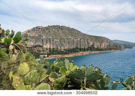 Hilltop Fortress Of Palamidi Above The City Of Nafplio In Greece