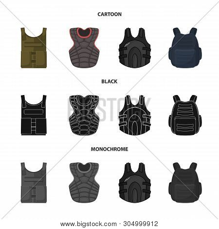 Vector Illustration Of Flak And Jacket Icon. Set Of Flak And Body Vector Icon For Stock.
