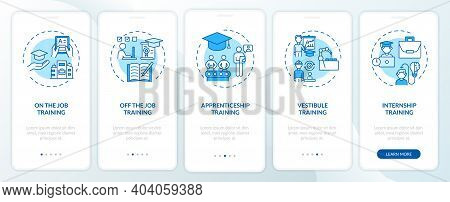 Staff Development Methods Onboarding Mobile App Page Screen With Concepts. On-the-job Training, Appr