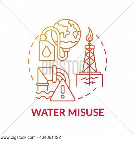 Water Misuse Concept Icone. Waste Of Water Idea Thin Line Illustration. Environmental Issue. Vector 