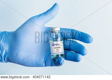 Izmir, Turkey - January 17 2021: Coronavirus Vaccine Concept And Background. New Vaccine Pfizer And 