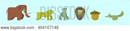 Set Of Ice Age Cartoon Icon Design Template With Various Models. Modern Vector Illustration Isolated