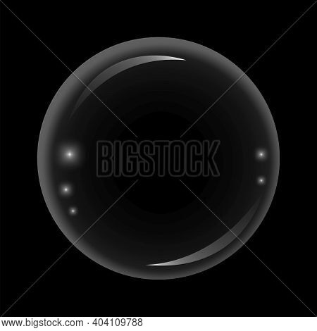 Soap Bubble Black Background. Sketch Illustration With Soap Bubble On Black Background. Stock Image.